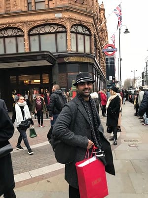 Simran Pal exploring the Harrods department store in london