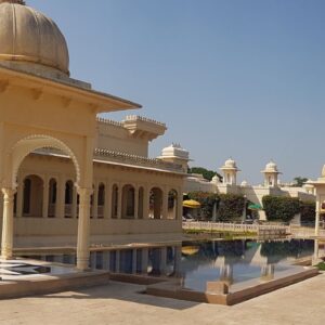 Nestled on the banks of Lake Pichola , Udaivilas hotel- Trips With Sam