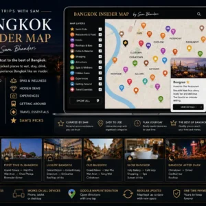 Bangkok Insider Map by Trips With Sam featuring curated travel recommendations across Bangkok