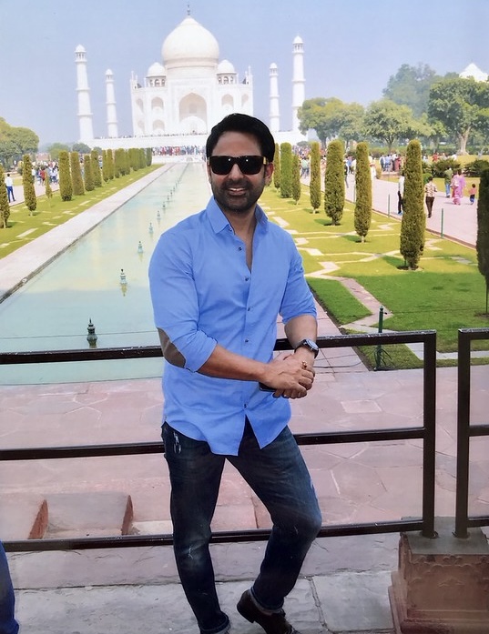 Sam Bhandari at the Taj Mahal in Agra, India